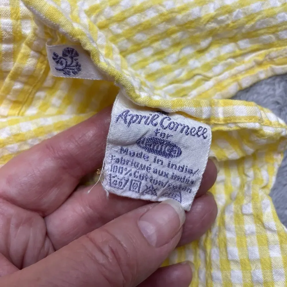 April Cornell Cotton Breakfast Tablecloth Square Yellow Seersucker 52